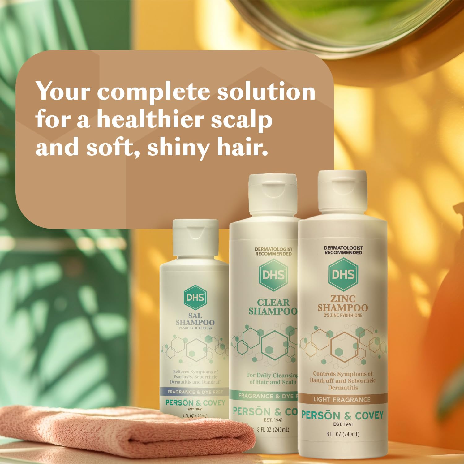 DHS Zinc Shampoo bottle with light foam after rinse for hair softness.