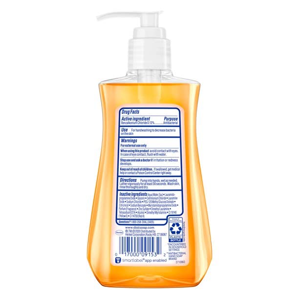 Dial Jabon antimicrobiano, espuma fresca para lavado rápido de manos.