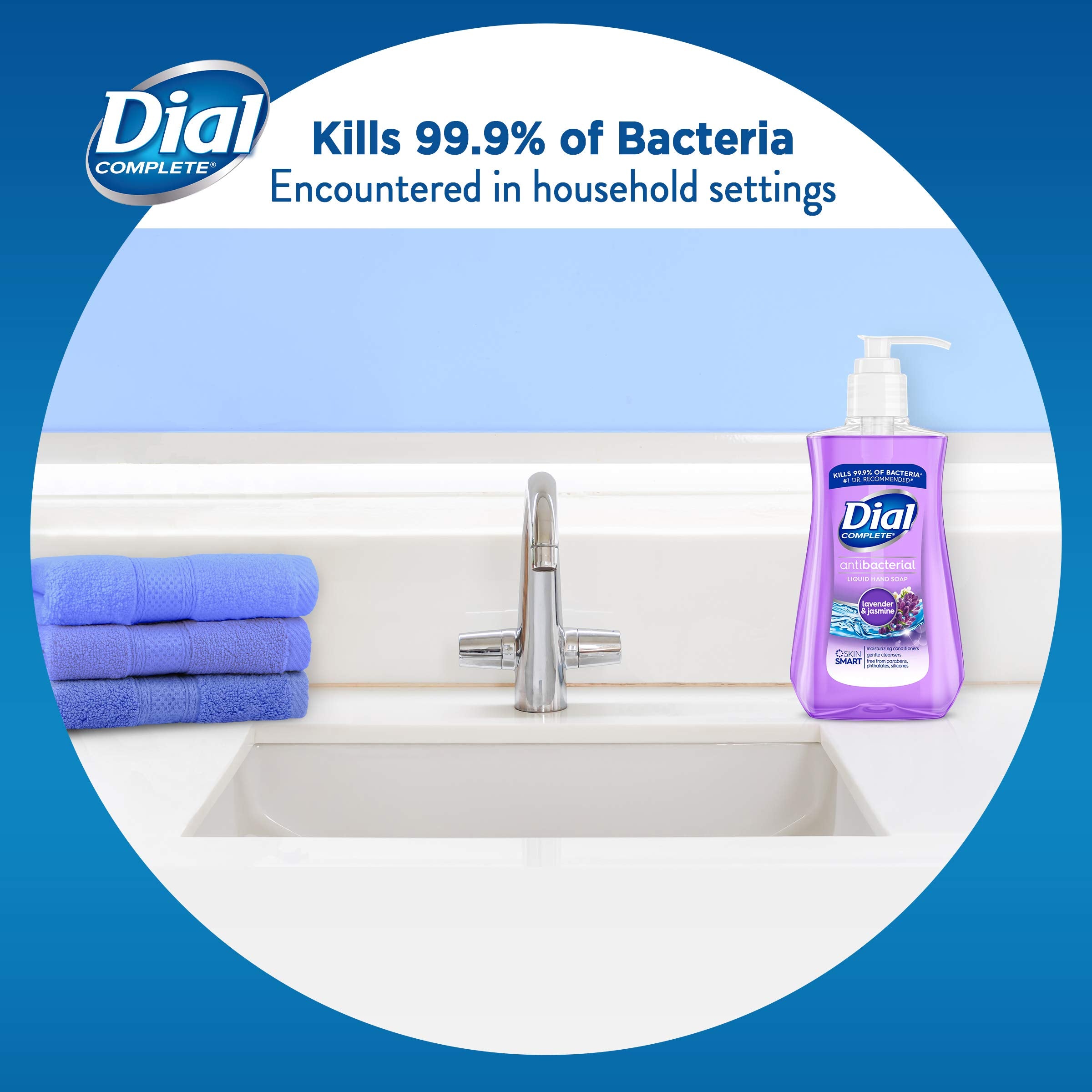 Dial Packaging box shows familiar trusted brand and antibacterial claim for easy shelf identification.