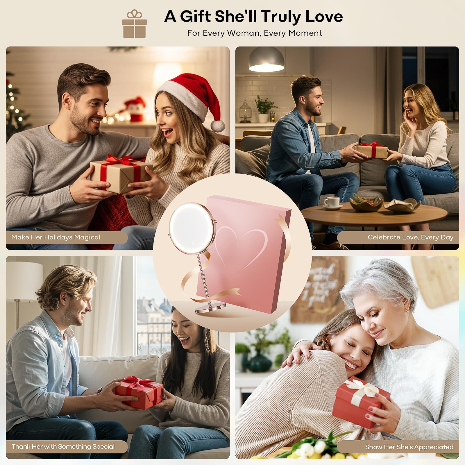 Dienmern espejo ideal para casa, baño o salón como regalo para ella