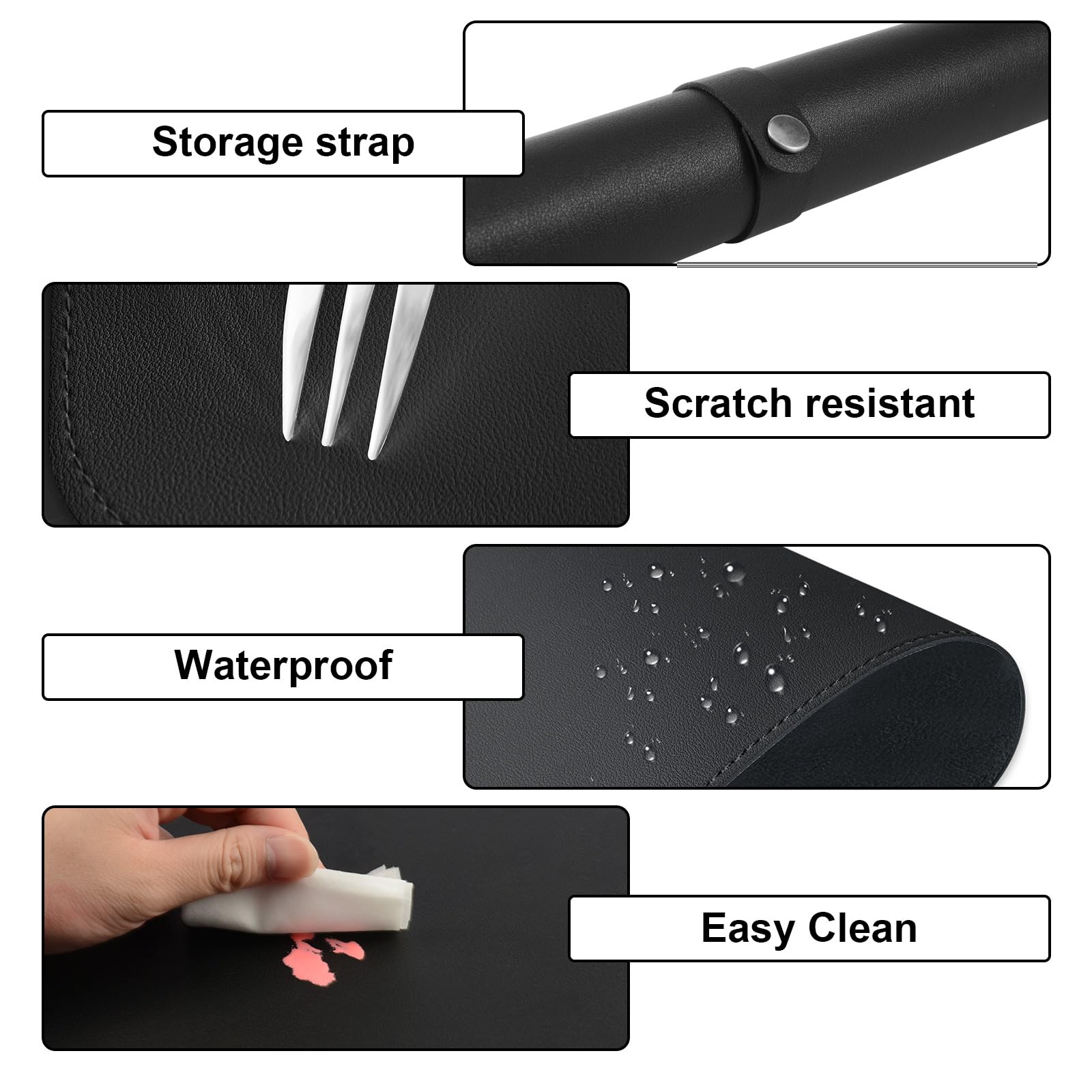 Diesisa superficie impermeable evita manchas en la mesa de uñas.