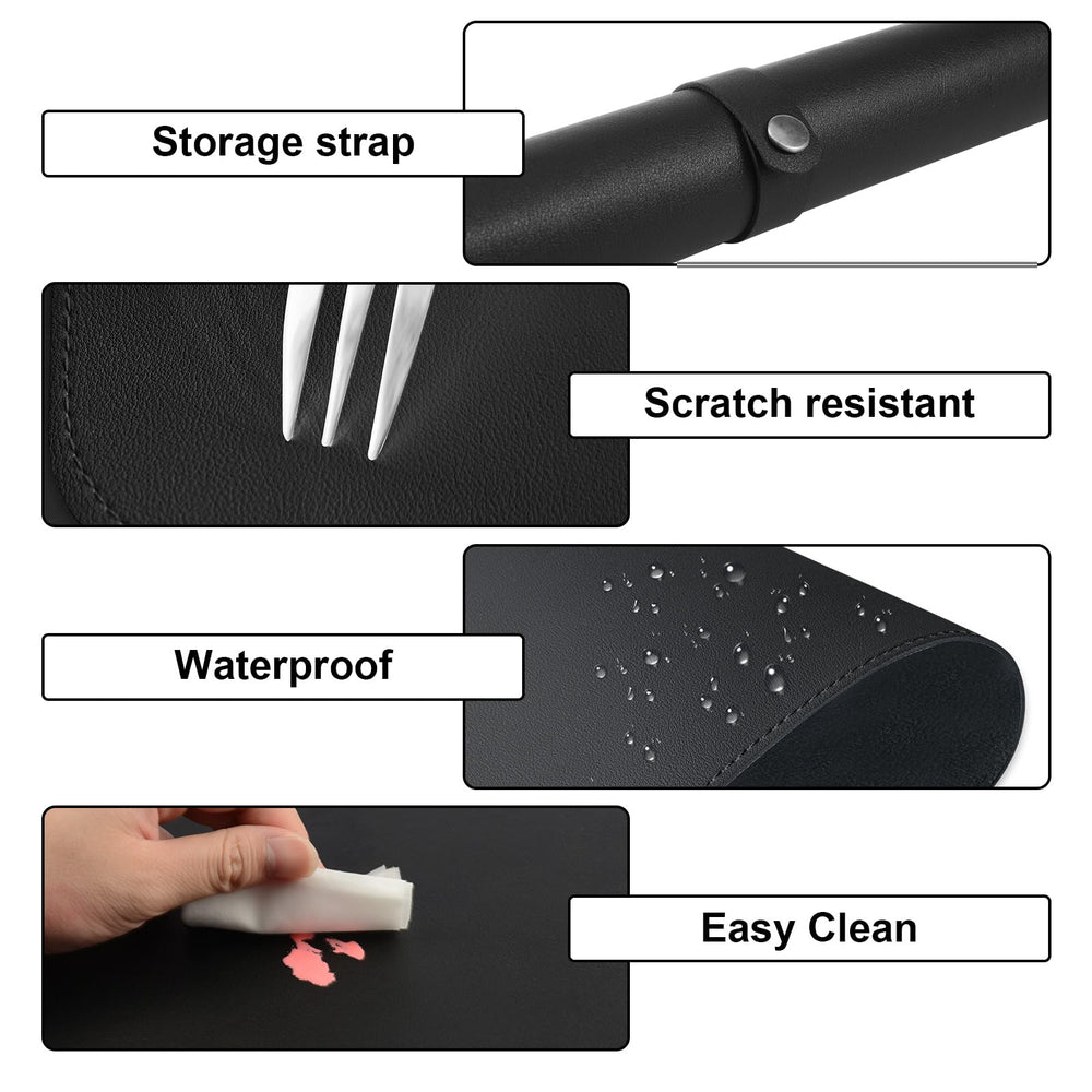 Diesisa superficie impermeable evita manchas en la mesa de uñas.