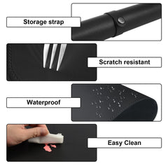 Diesisa superficie impermeable evita manchas en la mesa de uñas.