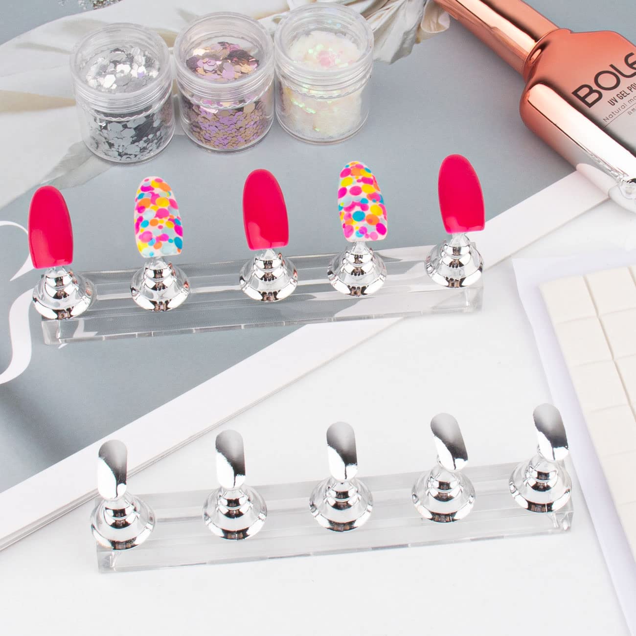 Difenni kit de diseño uñas DIY para practicar y mostrar resultados.