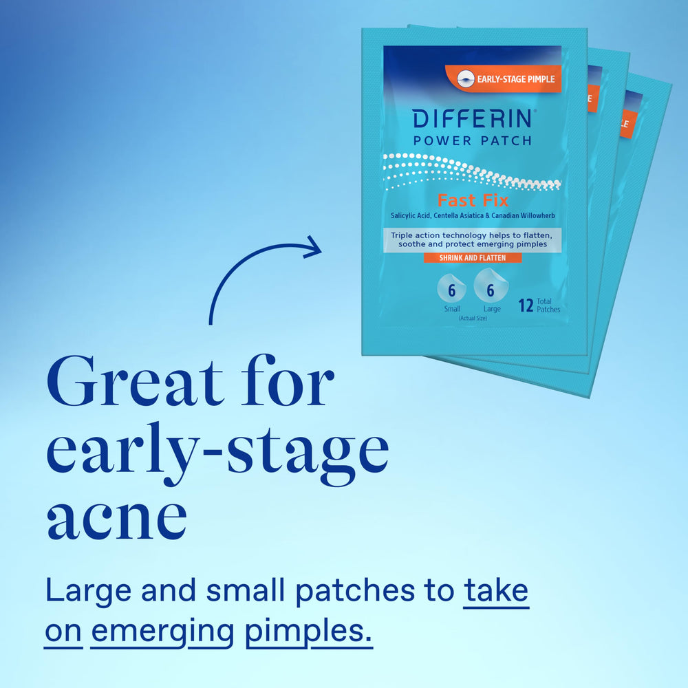 Patch placed on imperfection with Differin Acne Patches for targeted care