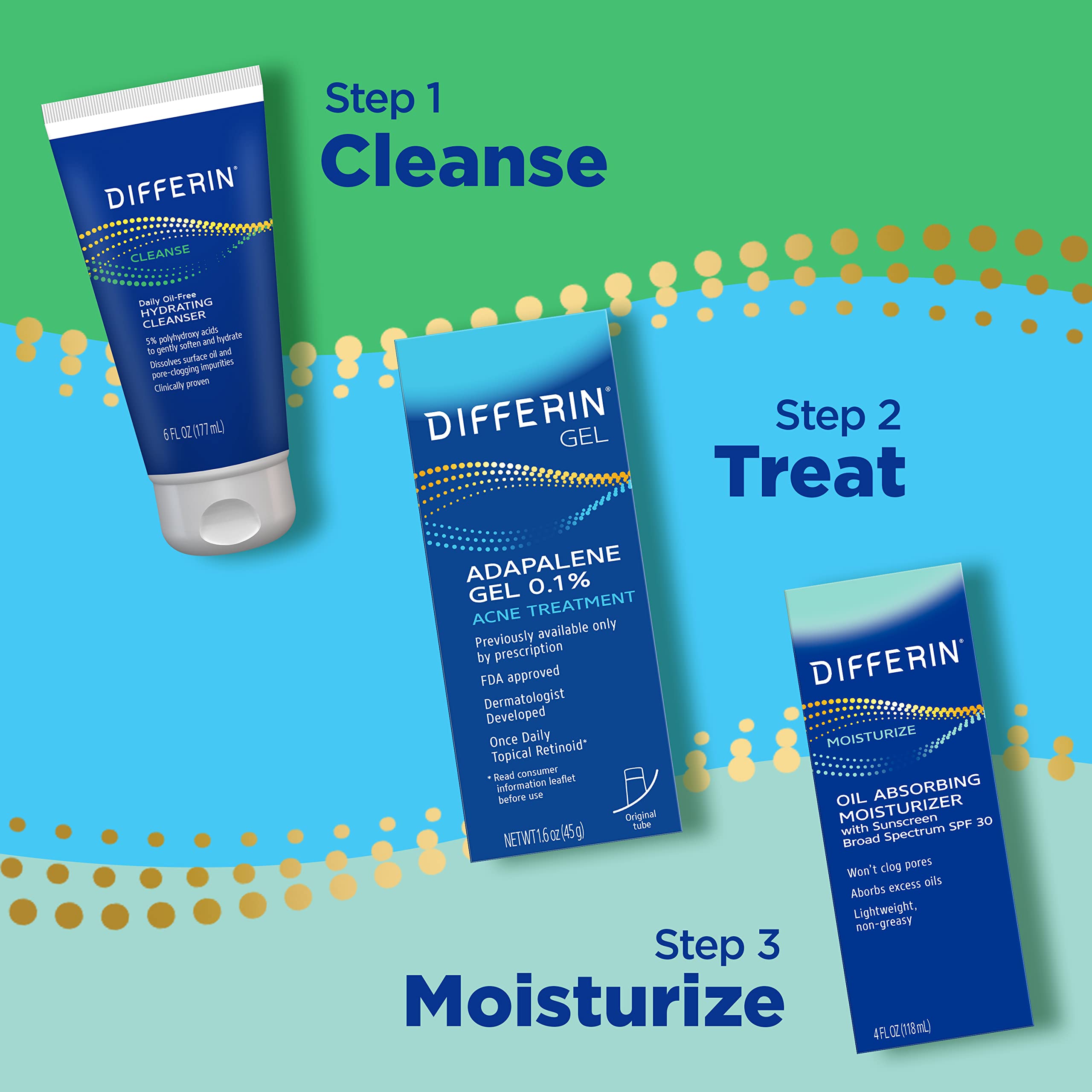 Differin protección solar SPF30 de amplio espectro.