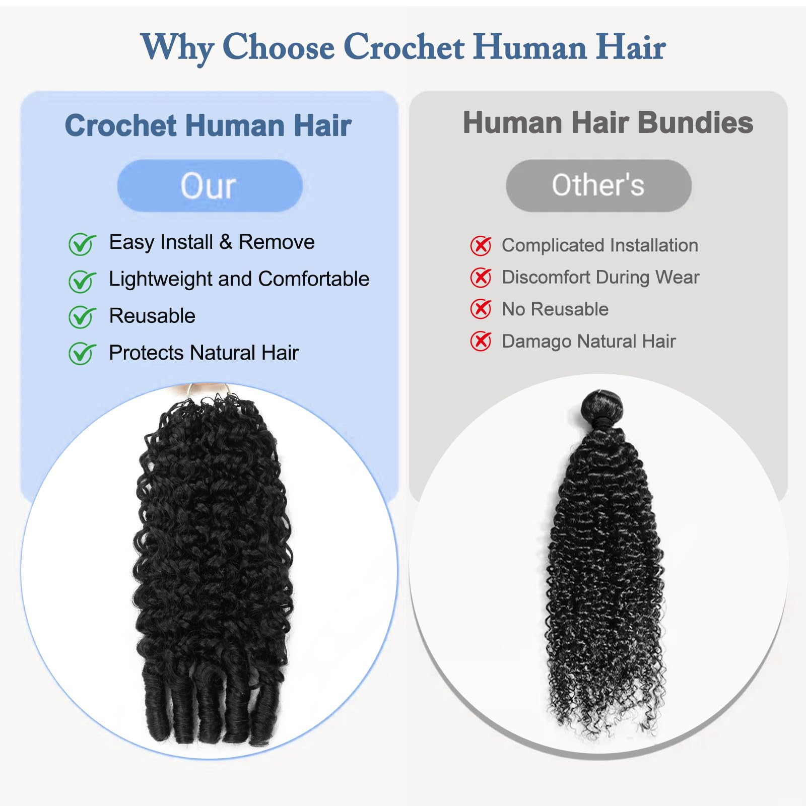 Dilekay crochet sin nudos invisible para colocación suave y discreta.
