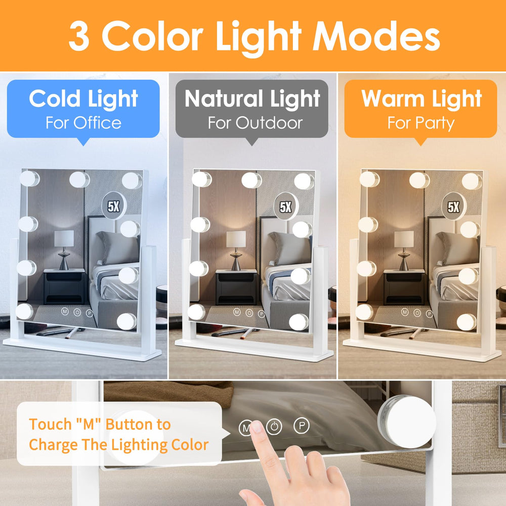 Dirket Espejo vanidad con rotación 360 para ángulos perfectos