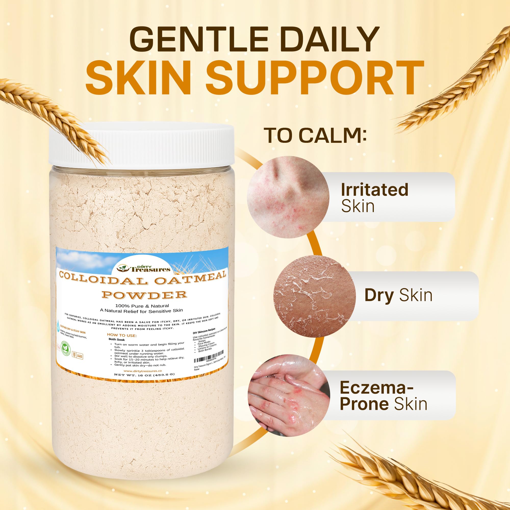 Dirty Treasures baño avena coloidal: burbujas discretas para piel suave