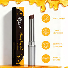 Discoliner bálsamo labial miel, textura cremosa para aplicación suave.