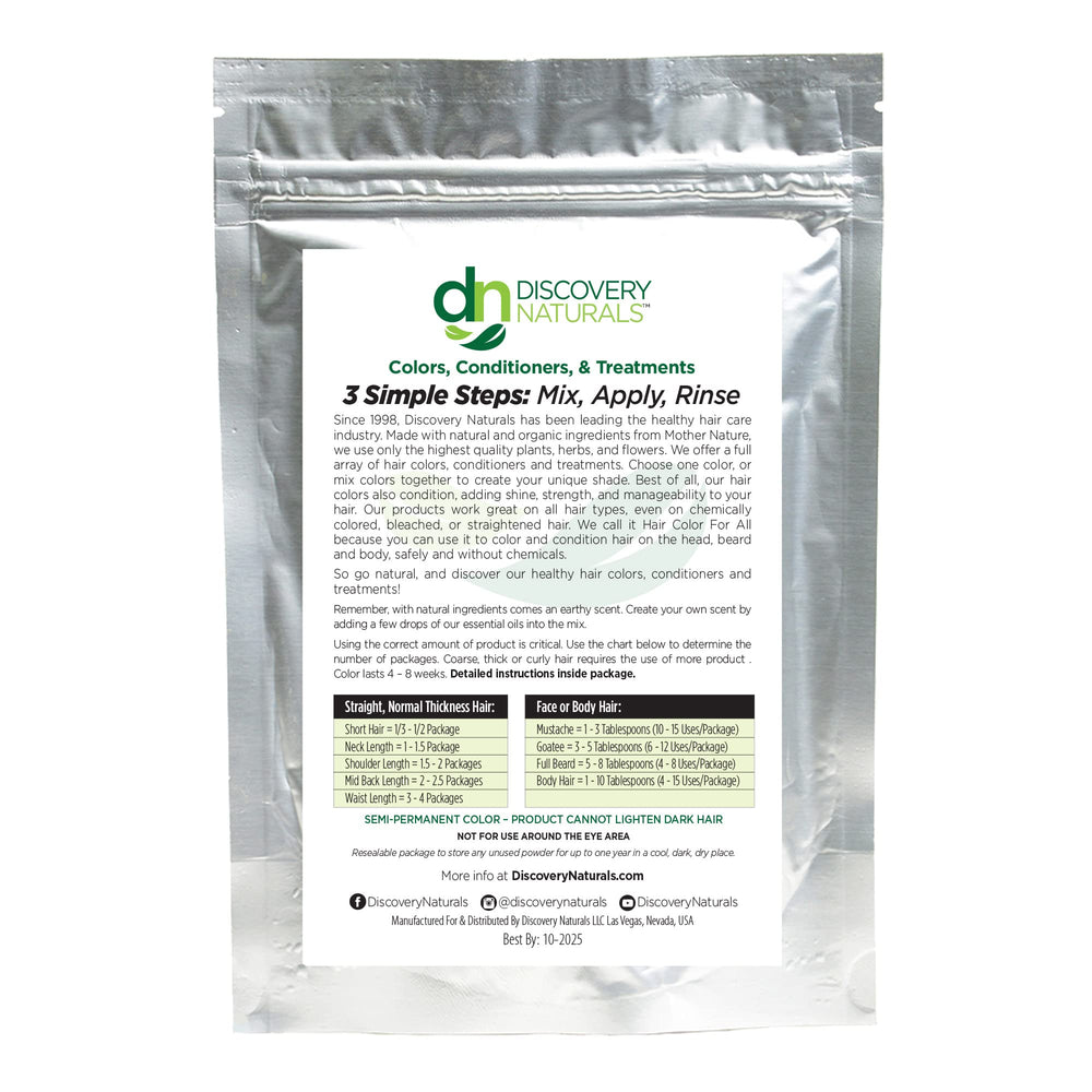 Discovery Naturals Polvo Indigo: tinte natural para un negro profundo en el cabello.
