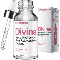 Divine Derriere botella de exfoliante químico al 70% para uso en casa.