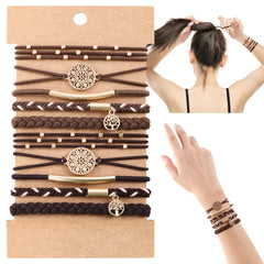 DIYDEC elásticos para cabello boho, conjunto de 5 estilos para peinados variados sin daño