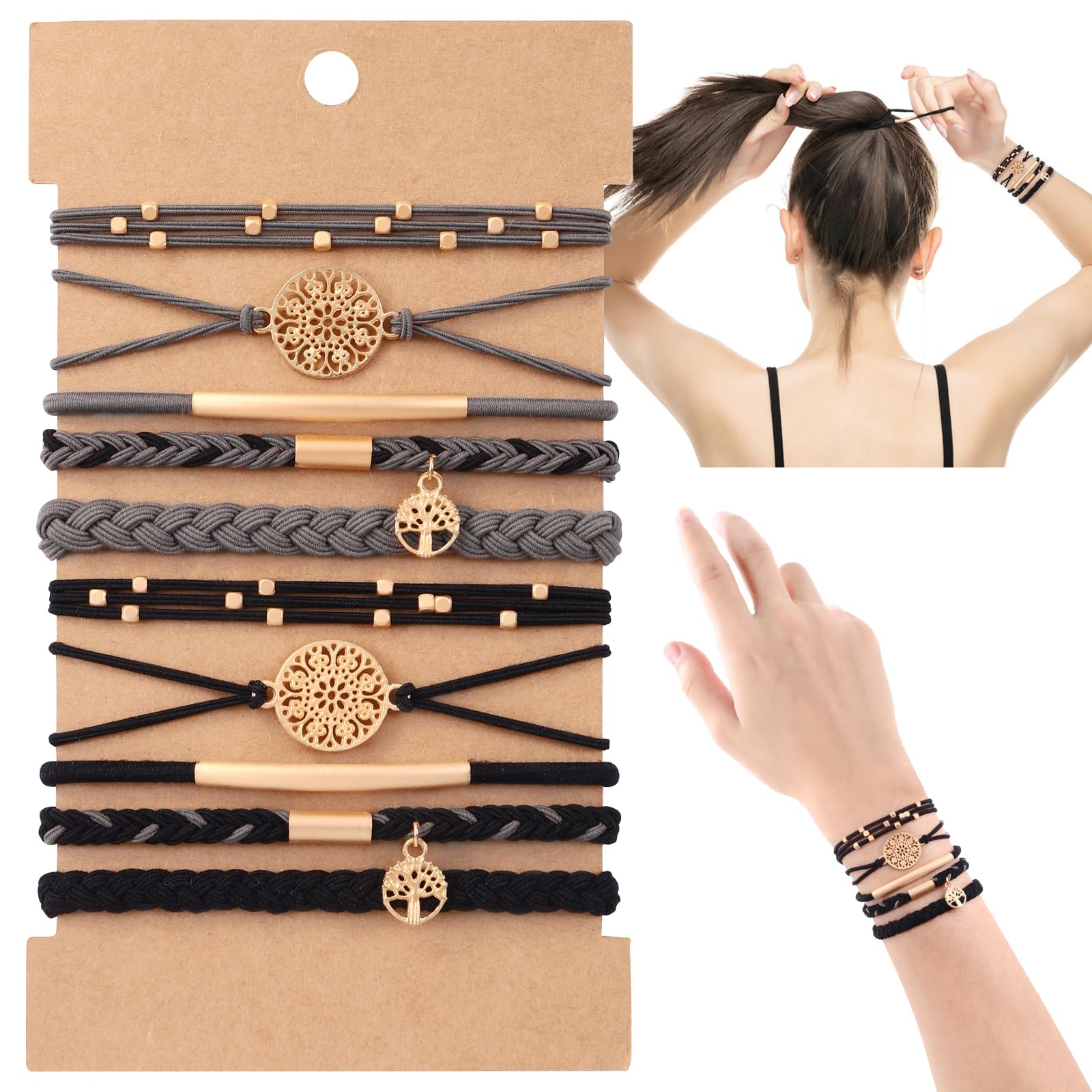 DIYDEC gomas para el cabello: conjunto de 10 piezas para múltiples estilos