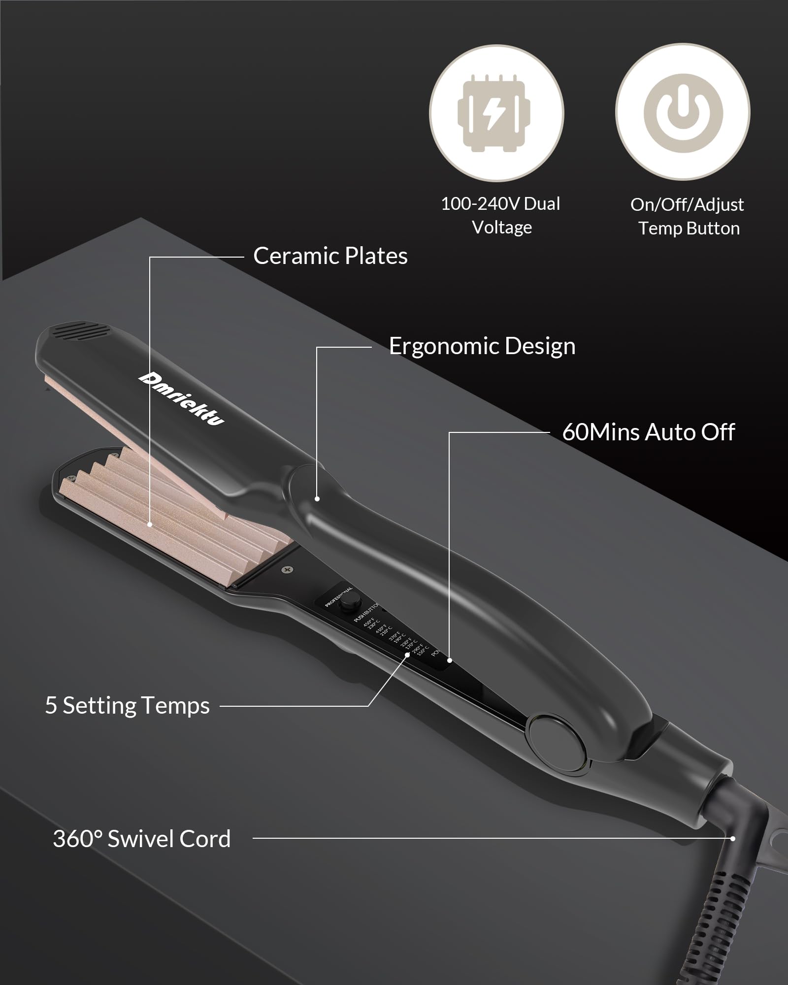 Dmriektu diseño ergonómico y cable giratorio 360° para manejo cómodo.