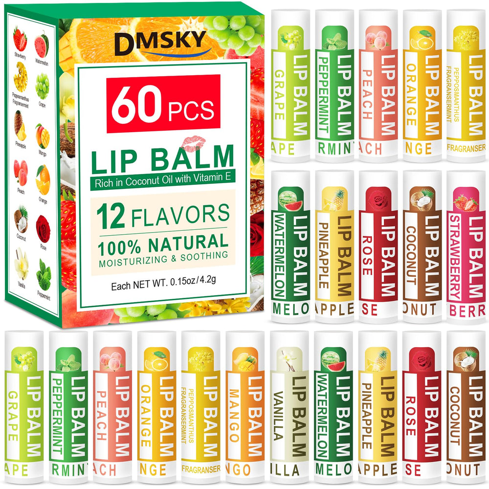 Bálsamo labial DMSKY, empaque de 60 unidades para regalo y uso diario.