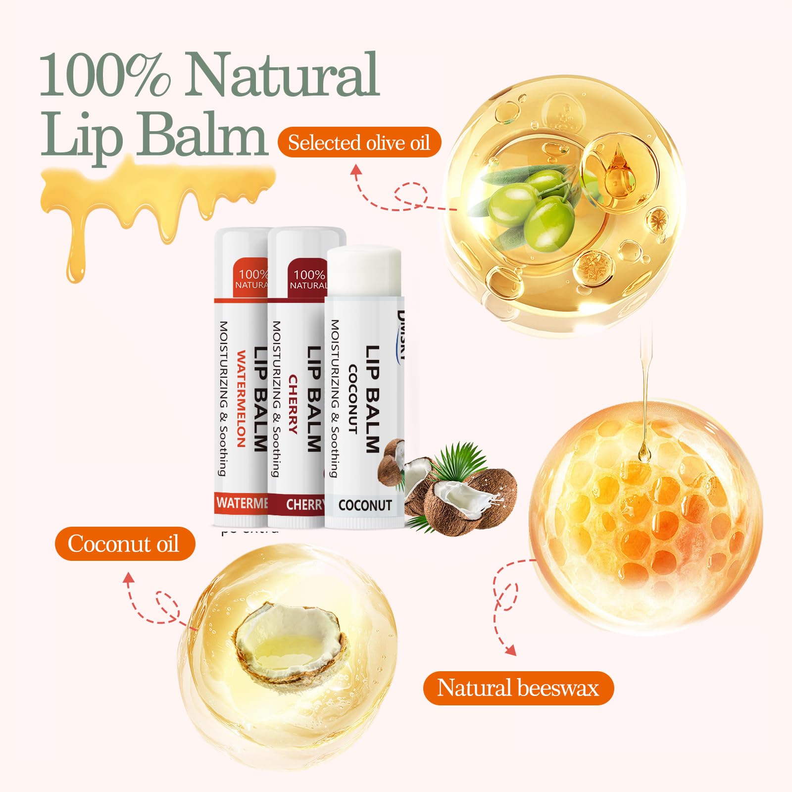 Dmsky cherry flavor lip balm adds pleasant scent and moisture.