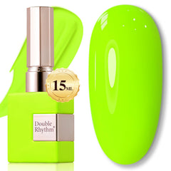 Gel Lima Verde de Doble Ritmo en frasco de 15 ml para manicura duradera.