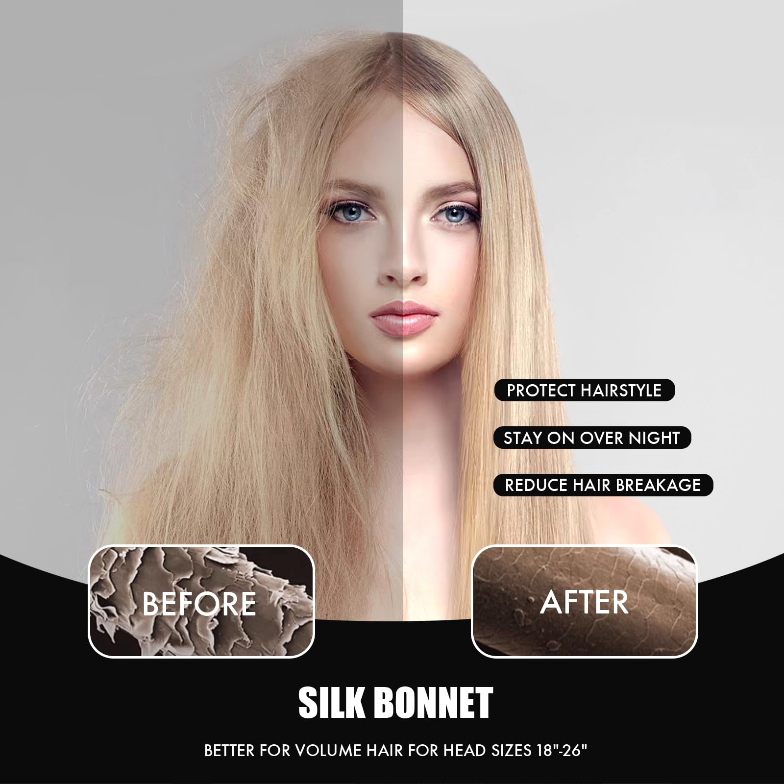 Doitory bonete seda doble capa protege el cabello y mejora la comodidad nocturna.