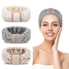 DOOBO banda spa blanca de microfibra, suave y cómoda para limpiar el rostro
