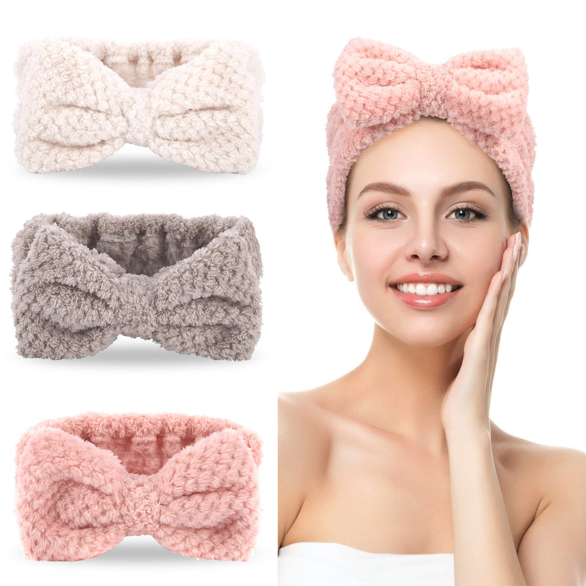 DOOBO banda spa lazo blanco para evitar que el cabello cubra el rostro durante la limpieza
