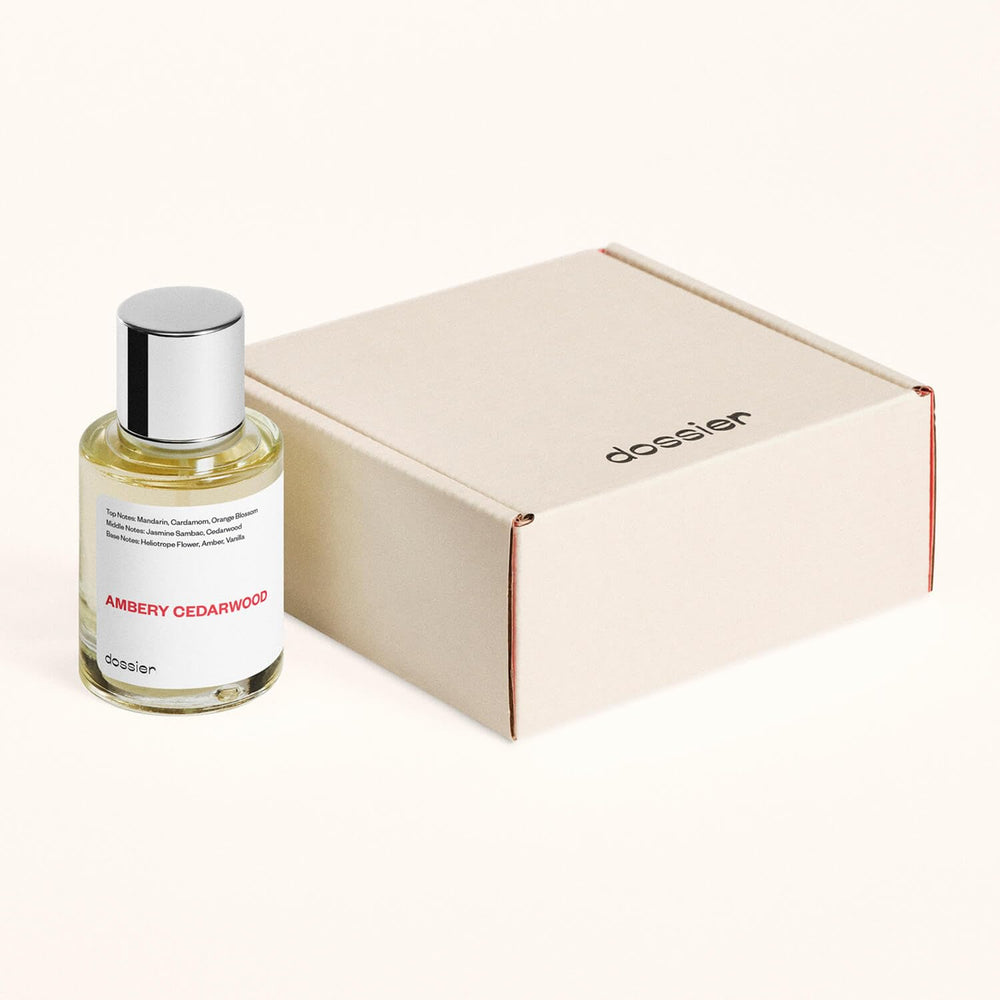 Dossier Ambery Cedarwood packaging box presents gift ready presentation