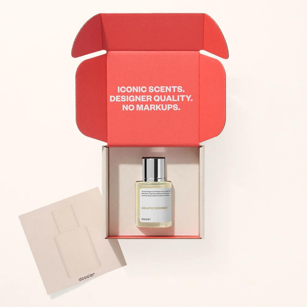 Dossier Aquatic Coconut en caja de presentación, estilo minimalista para el tocador.