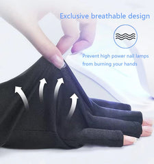 Guantes UV Doubao livianos y transpirables para uso prolongado en uñas.
