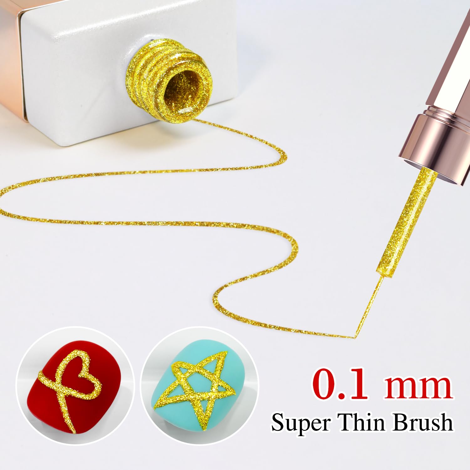 Double Rhythm dibujo 3D dorado gel uñas, crea efectos tridimensionales.