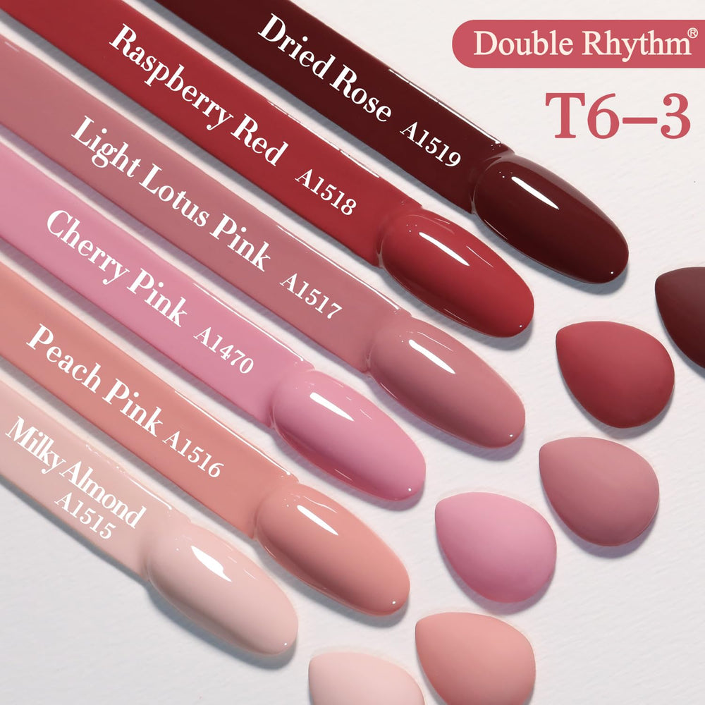 Double Rhythm en tono beige: gel suave con cobertura uniforme y brillo sutil.