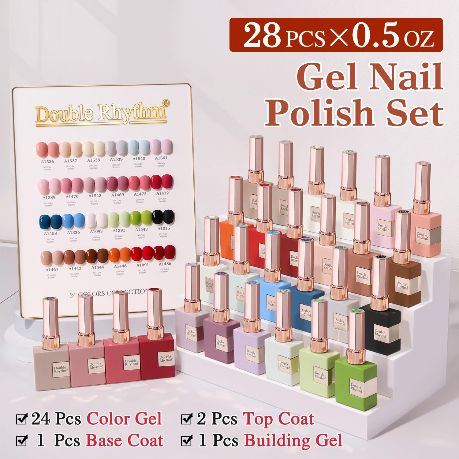 Double Rhythm esmalte gel Blanco-Rosado para looks suaves y elegantes.