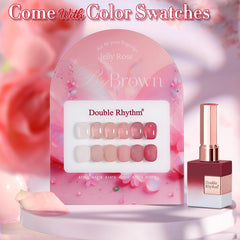 Double Rhythm esmalte gel rosa rosado de 15 ml, cobertura uniforme.