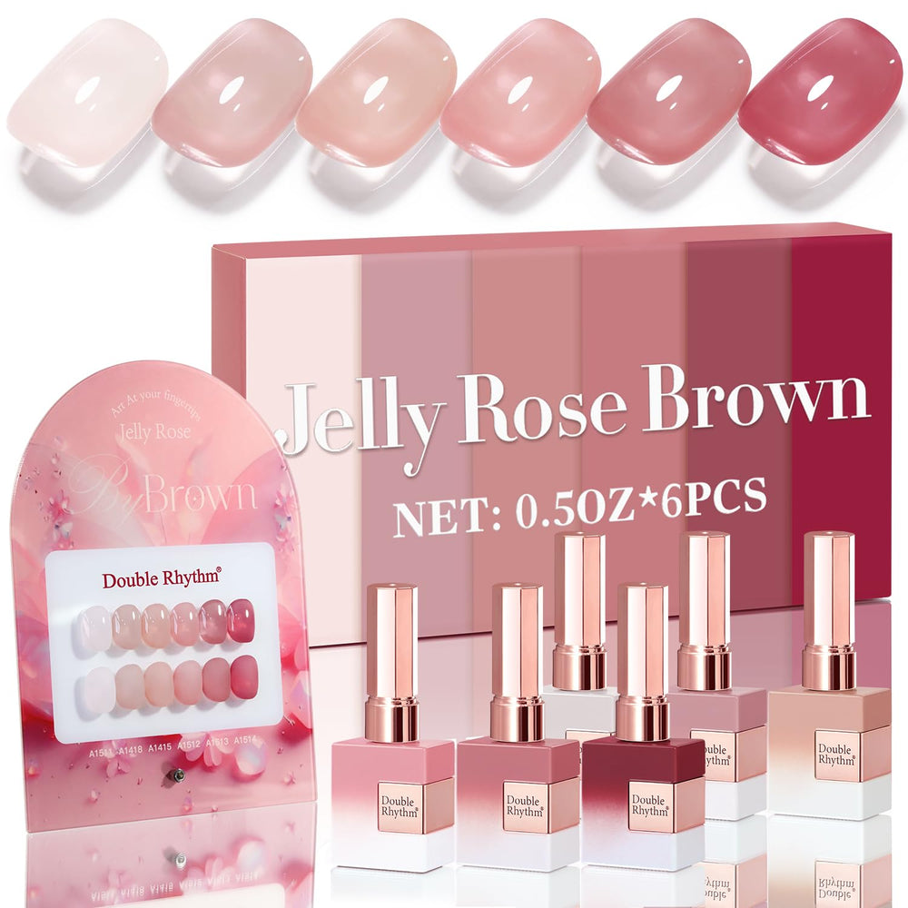 Double Rhythm esmalte gel rosa traslucido de 15 ml, acabado suave.