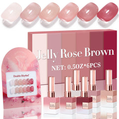 Double Rhythm esmalte gel rosa traslucido de 15 ml, acabado suave.
