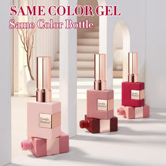 Double Rhythm en tono rosado: gel de color vibrante con cobertura lisa.