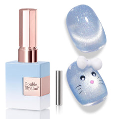 Gel ojo de gato Double Rhythm azul sirena con imán para uñas brillantes