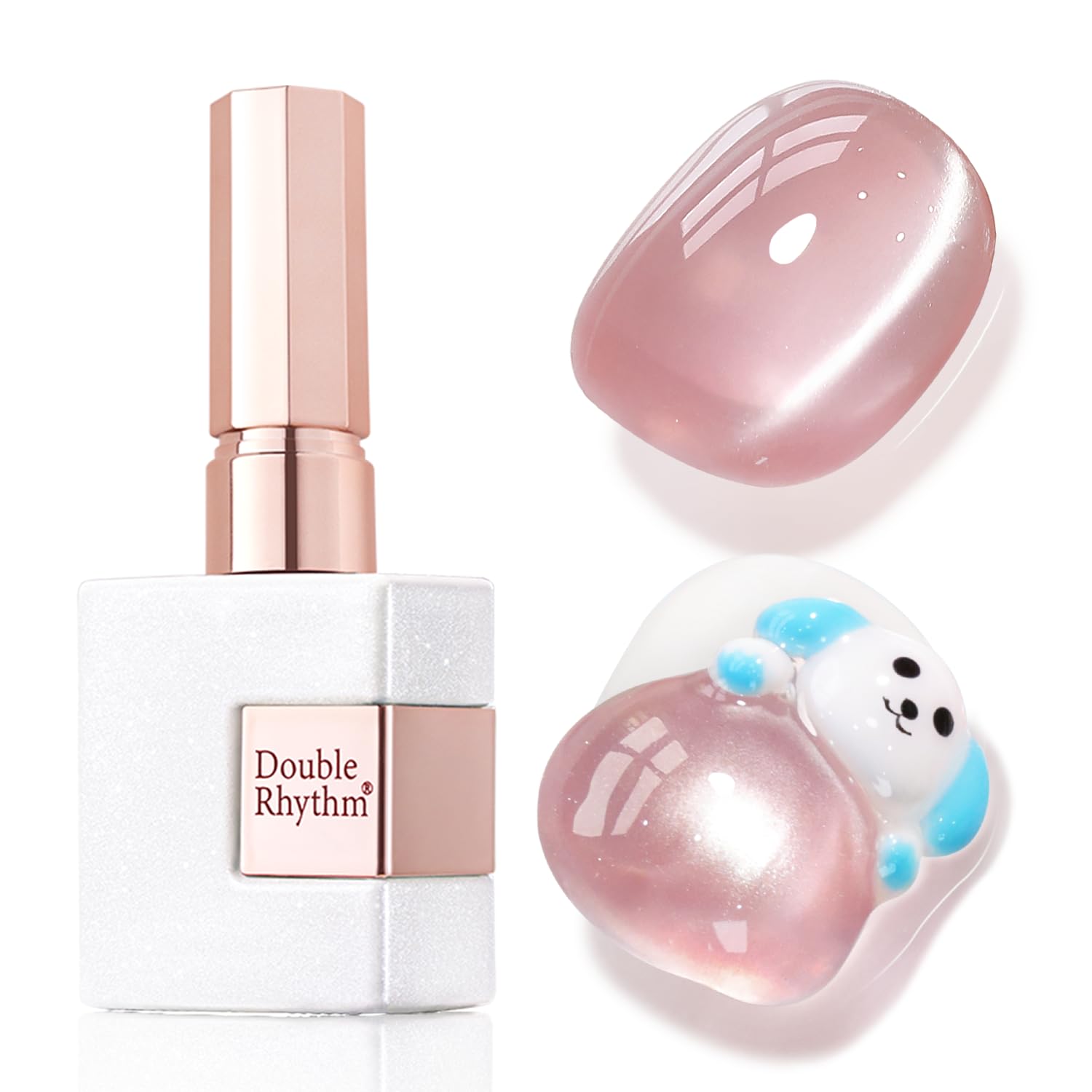 Double Rhythm gel uñas, efecto ojo gato translúcido para estilo.