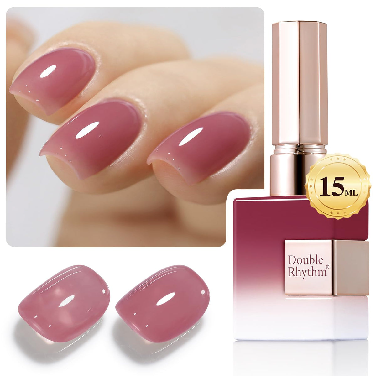 Double Rhythm gel uñas translúcido lila claro, brillo suave.