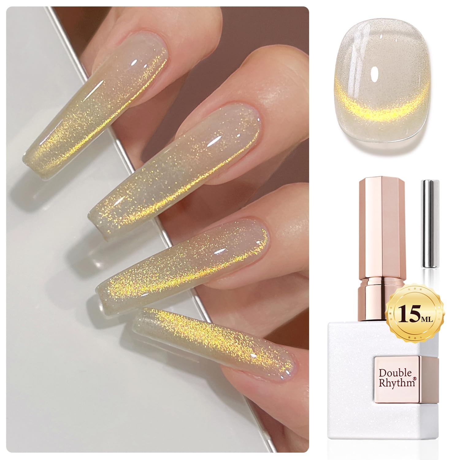 Double Rhythm Jelly Glass Cat Eye con imán para crear efecto único en uñas