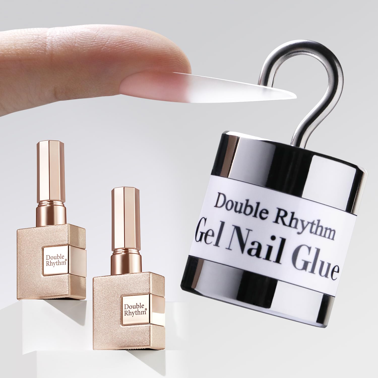 Double Rhythm gel pegamento uñas claro en botella para uso en casa
