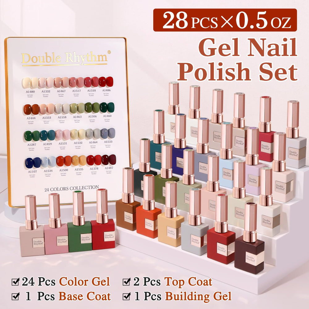Double Rhythm Top Gel claro, doble capa y acabado liso para manicura.