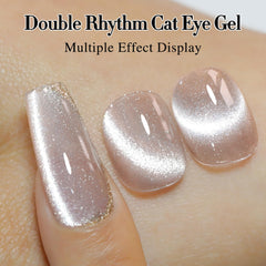 Double Rhythm uñas con brillo holográfico translúcido