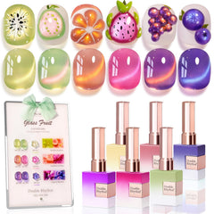 Double Rhythm esmalte gel cat eye rosa, acabado deslumbrante para uñas modernas.