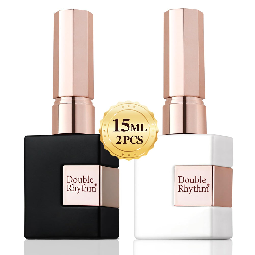 Double Rhythm gel blanco de 15ml, botella cuadrada para acabado limpio.