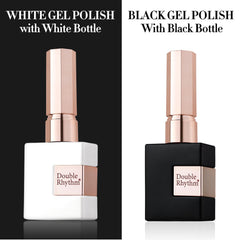 Double Rhythm gel negro de 15ml, botella cuadrada para contraste elegante en uñas.