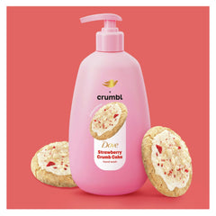 Dove Crumbl Strawberry Crumb Cake bottle with pump ready for easy lather