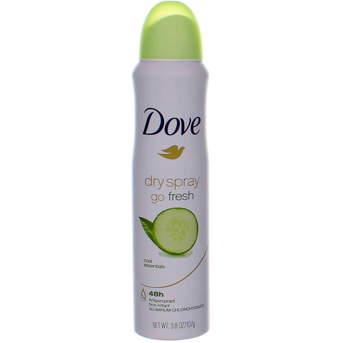 Dove Dry Spray Cool Essentials bottle front for quick daily freshness.