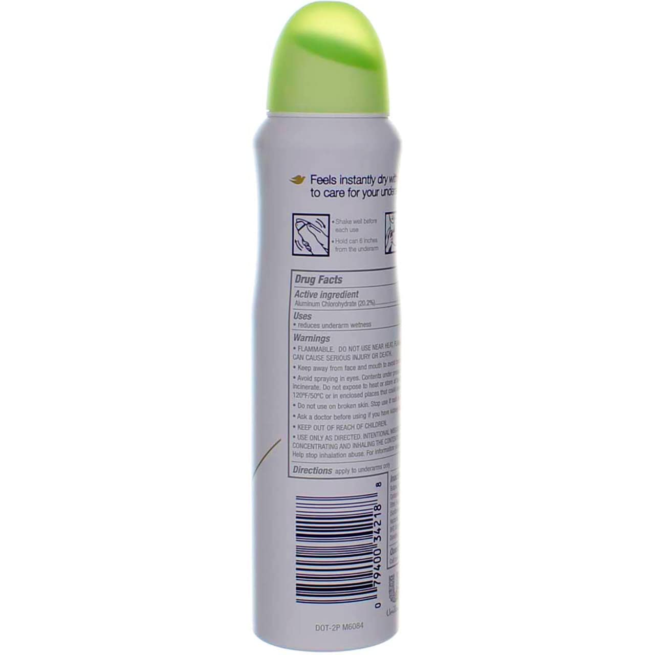 Dove Dry Spray Cool Essentials mist application for a clean, dry feel.