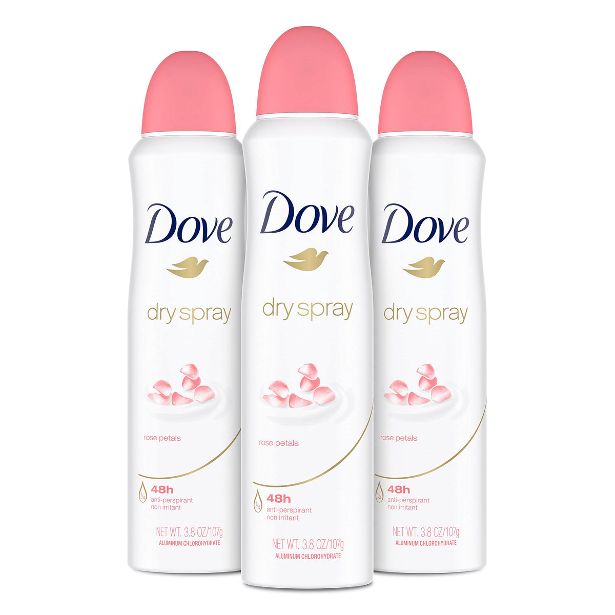 Dove déodorant pétales de rose en boîte, parfum délicat et application rapide.