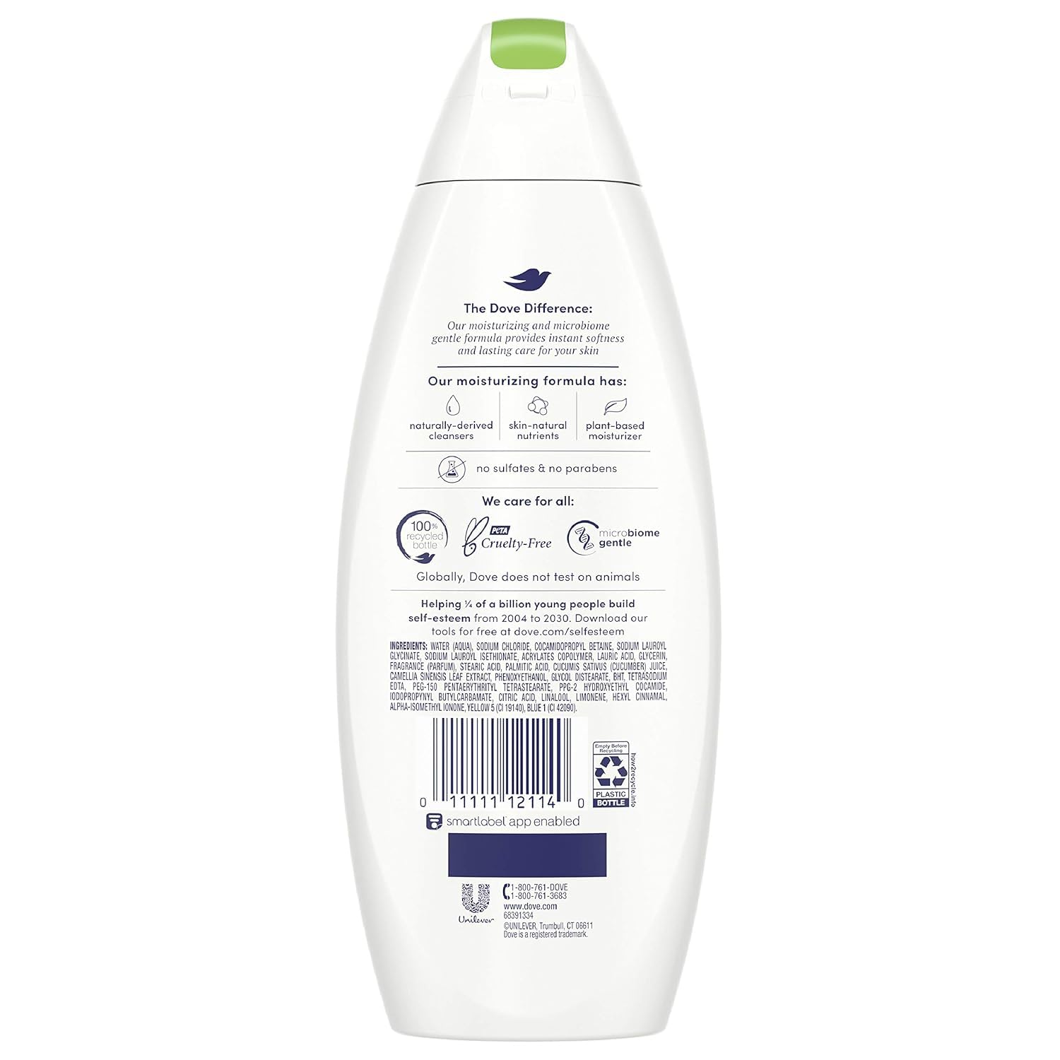 Dove Ducha corporal hidratante, textura cremosa para piel suave.